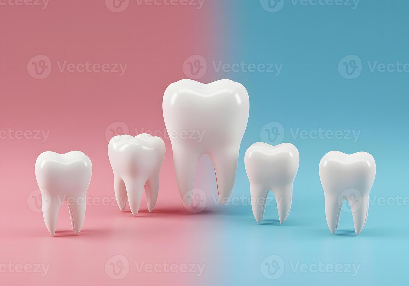 Tooth on a pink and blue background photo