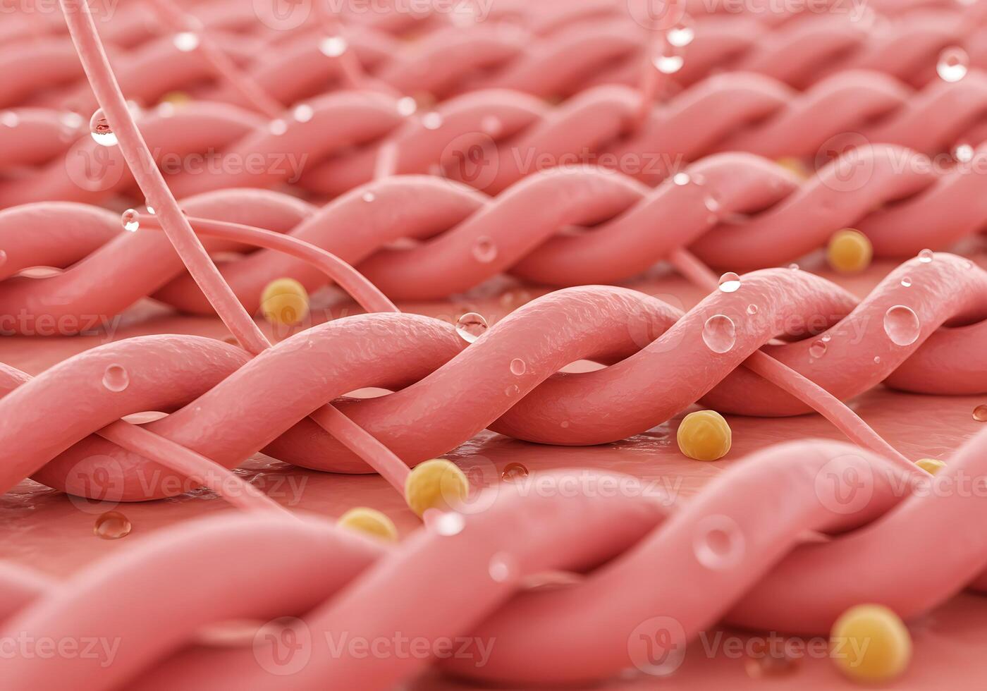 Microscopic Fabric Structure Close-up of Weave, Water Droplets, and Particles - Textile, Material Science photo