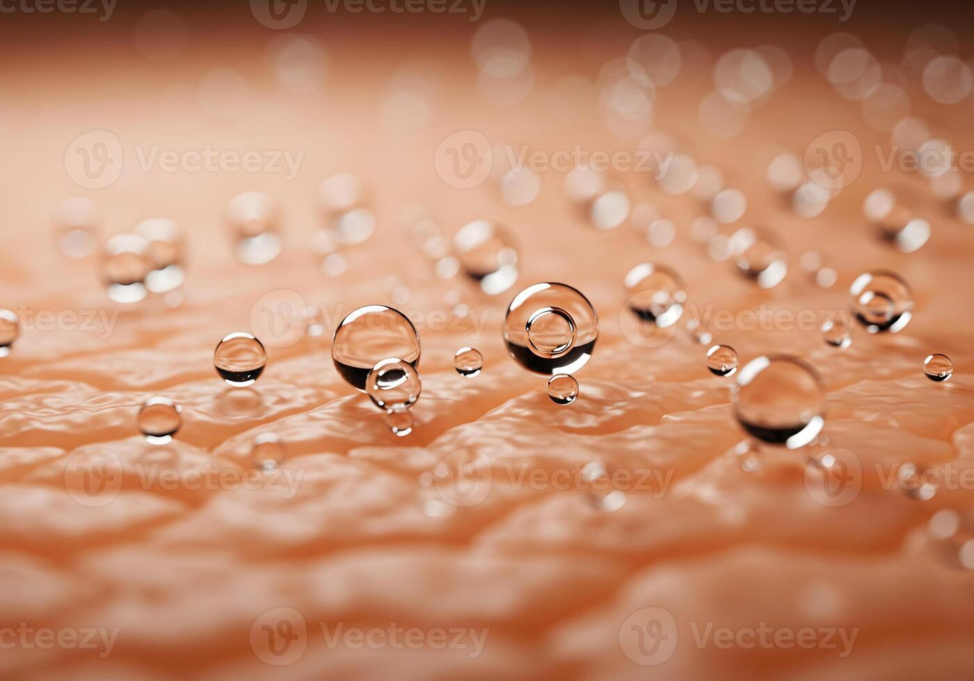Close-up skin texture with water droplets, macro view, hydration, moisture, dermatology, health, cosmetic background. photo