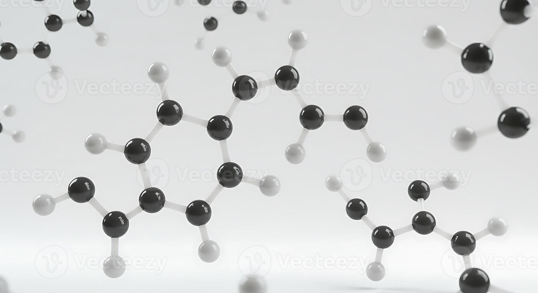 A group of black and white spheres floating in the air photo