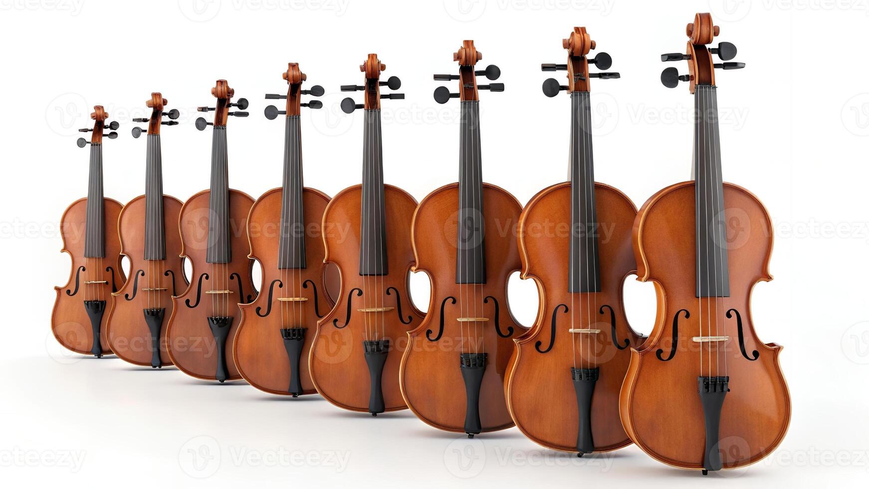 Row of Violins in Increasing Size Musical Instrument Collection photo