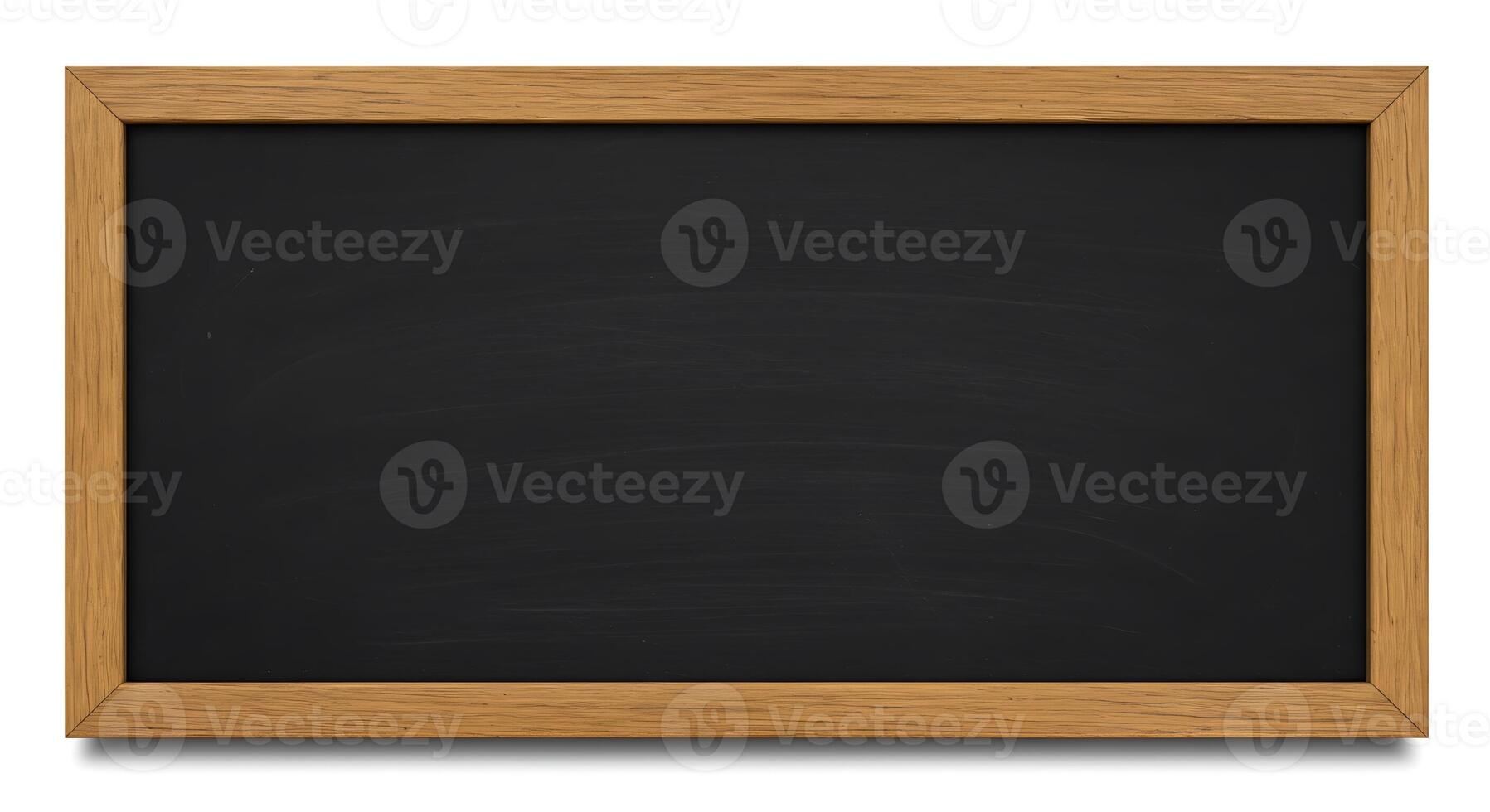 Blackboard with wooden frame on white background photo