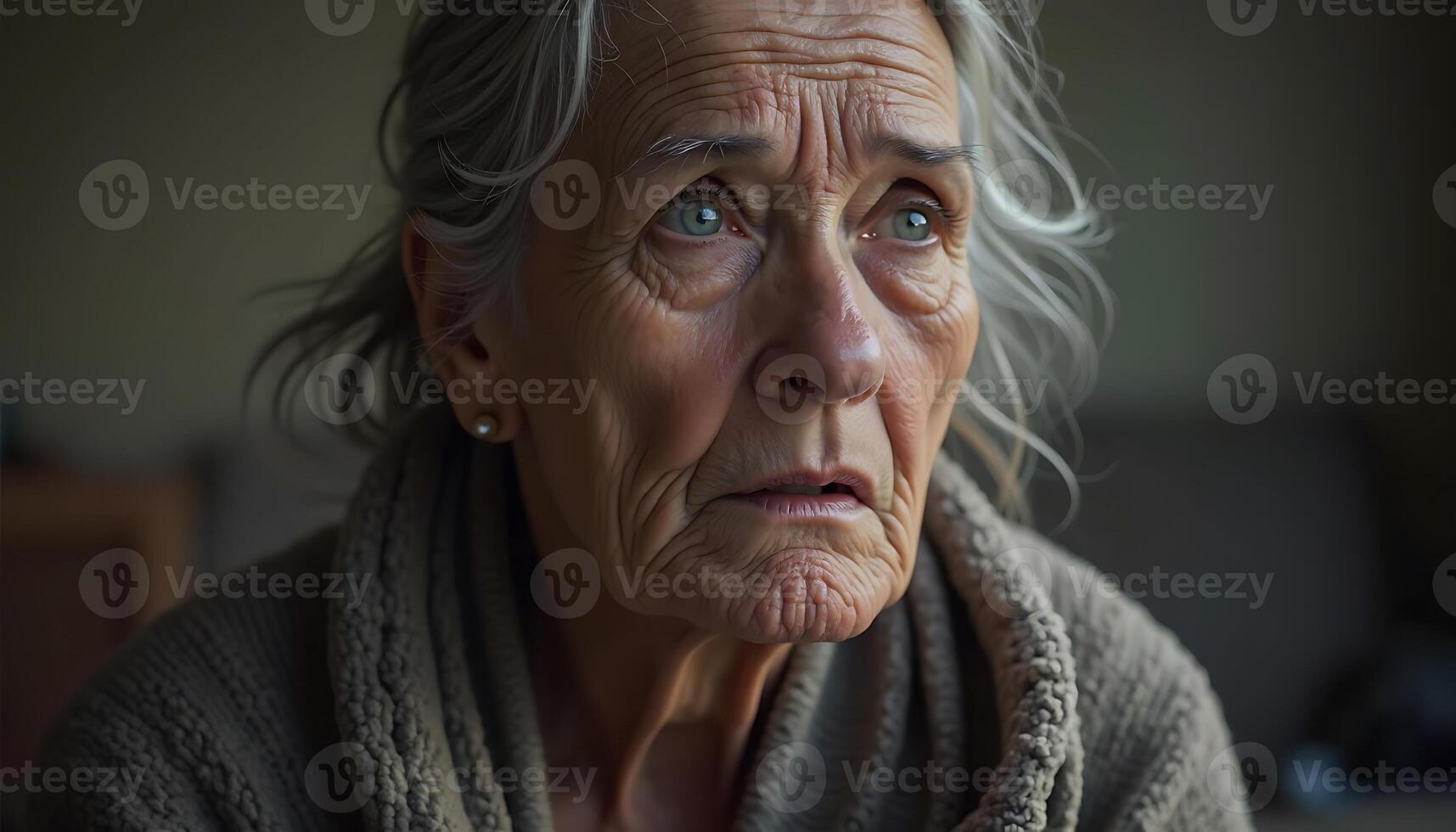 An older woman is looking at the camera photo