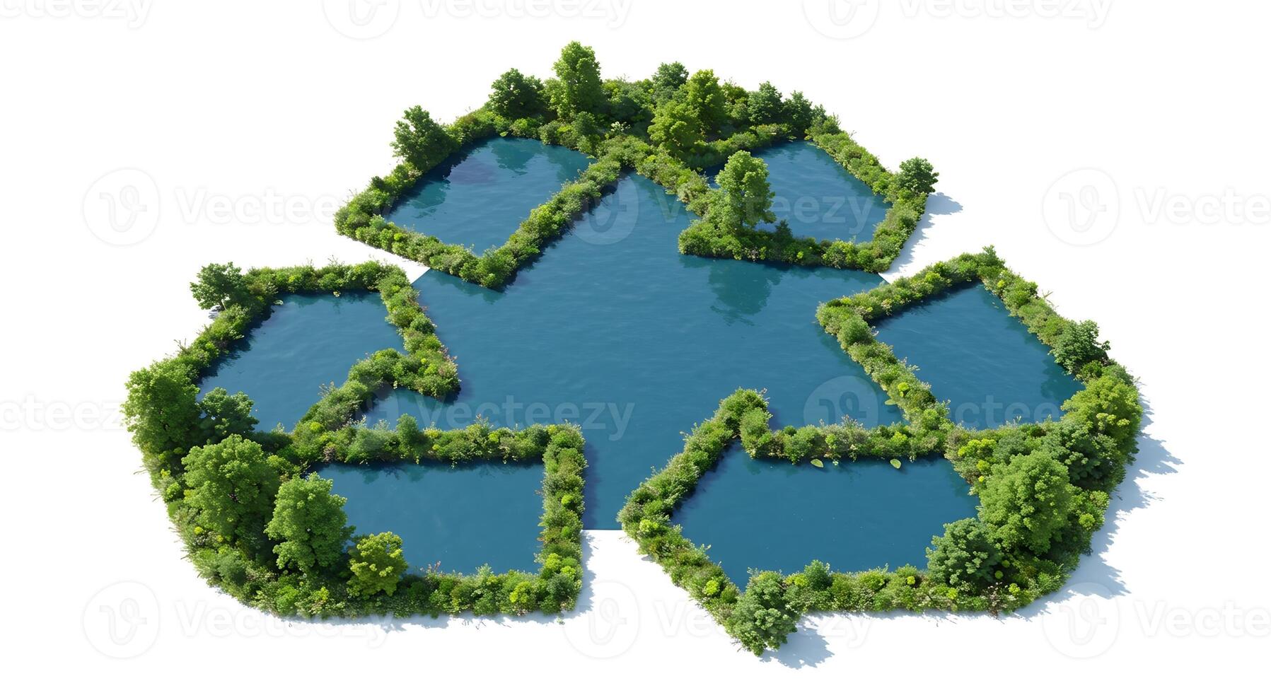 A recycling symbol made of trees and water photo