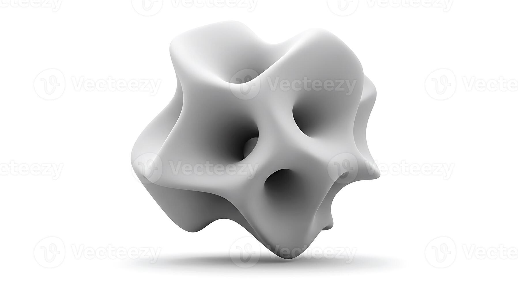 Abstract Grayish White Shape with Rounded Holes on White Background photo