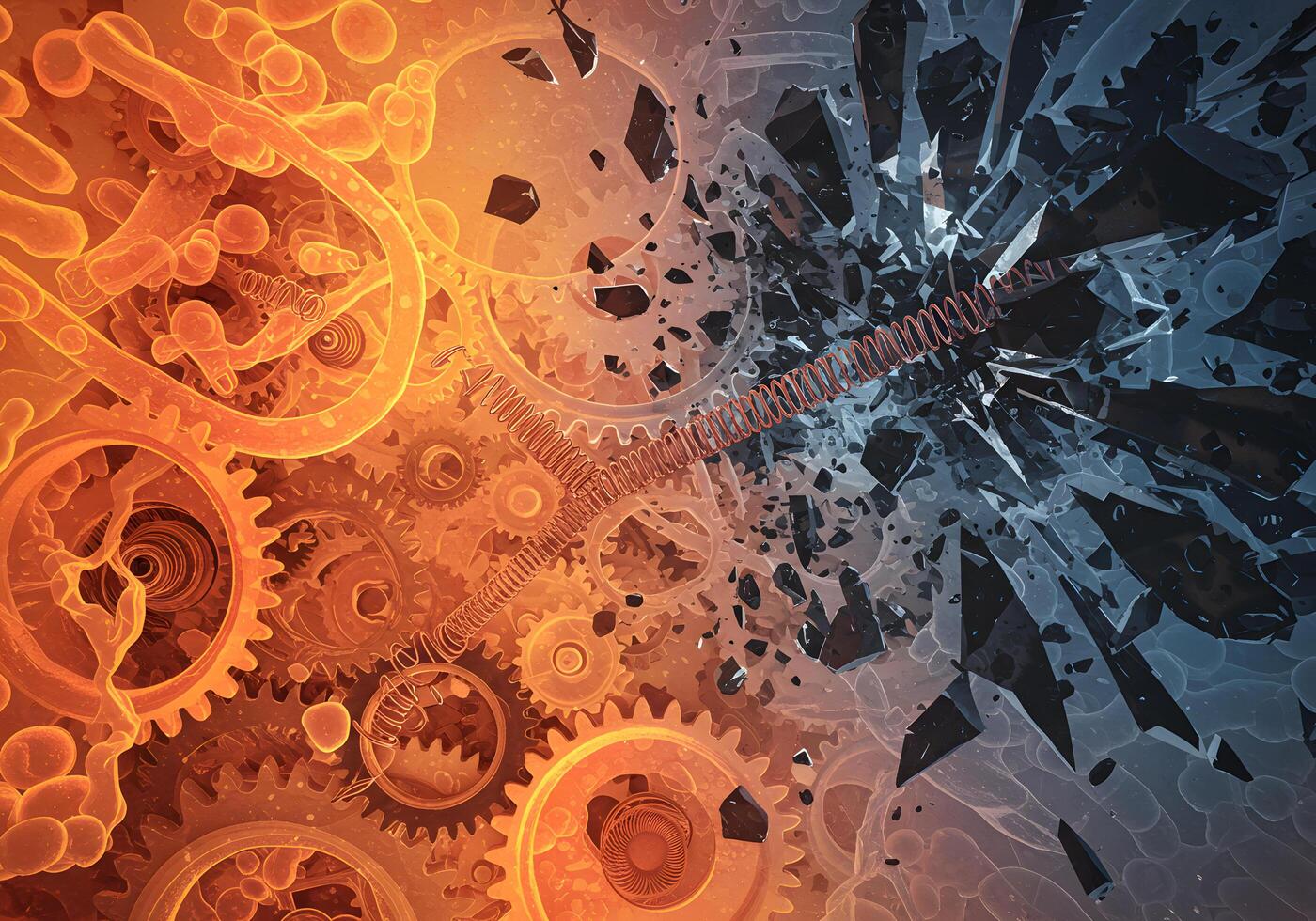 Abstract fractured gears graphic design photo