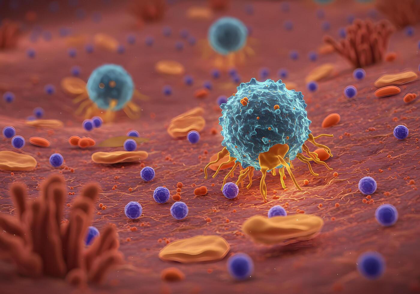 Microscopic cellular structures illustration photo