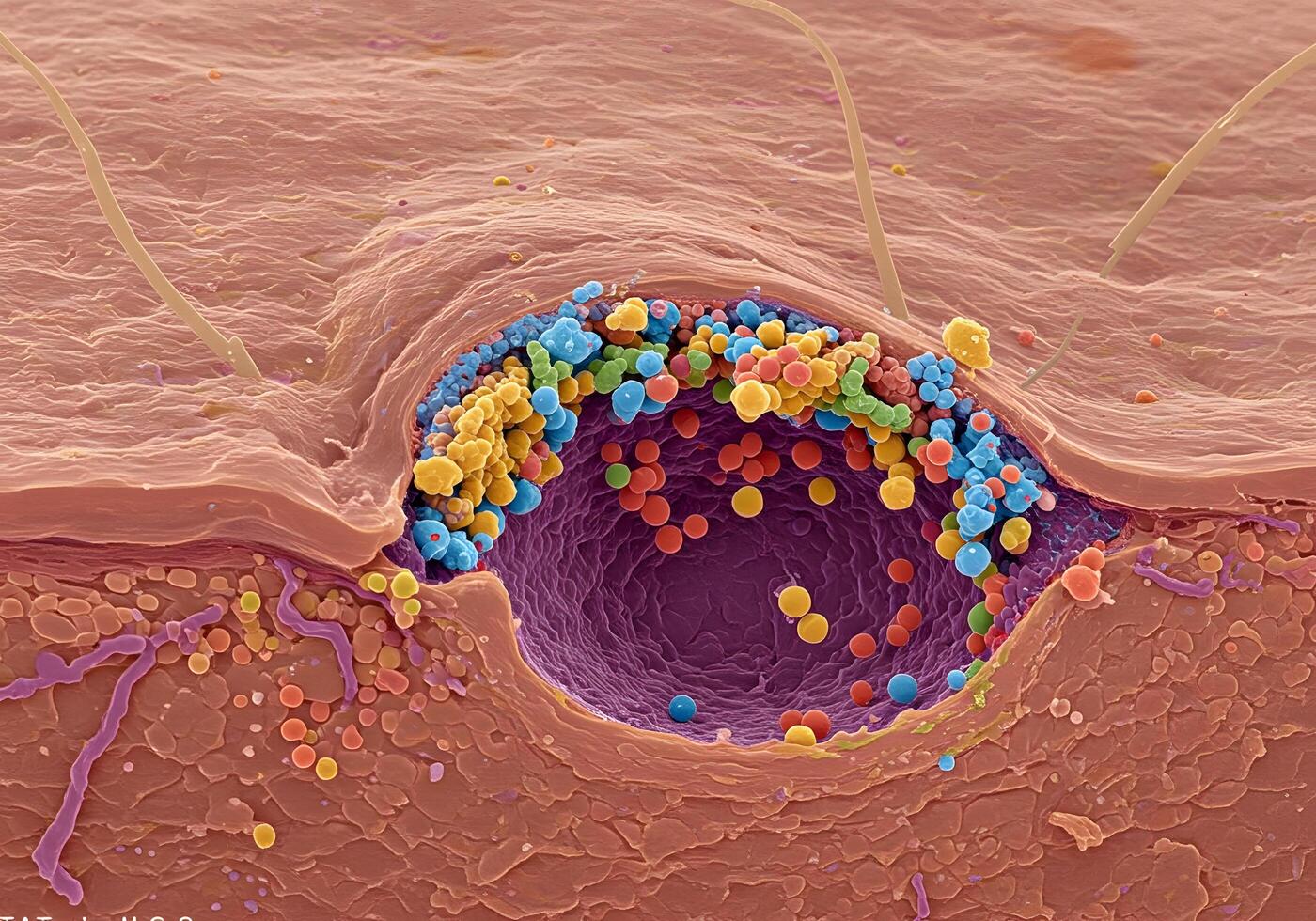 Microscopic skin tissue sample photo