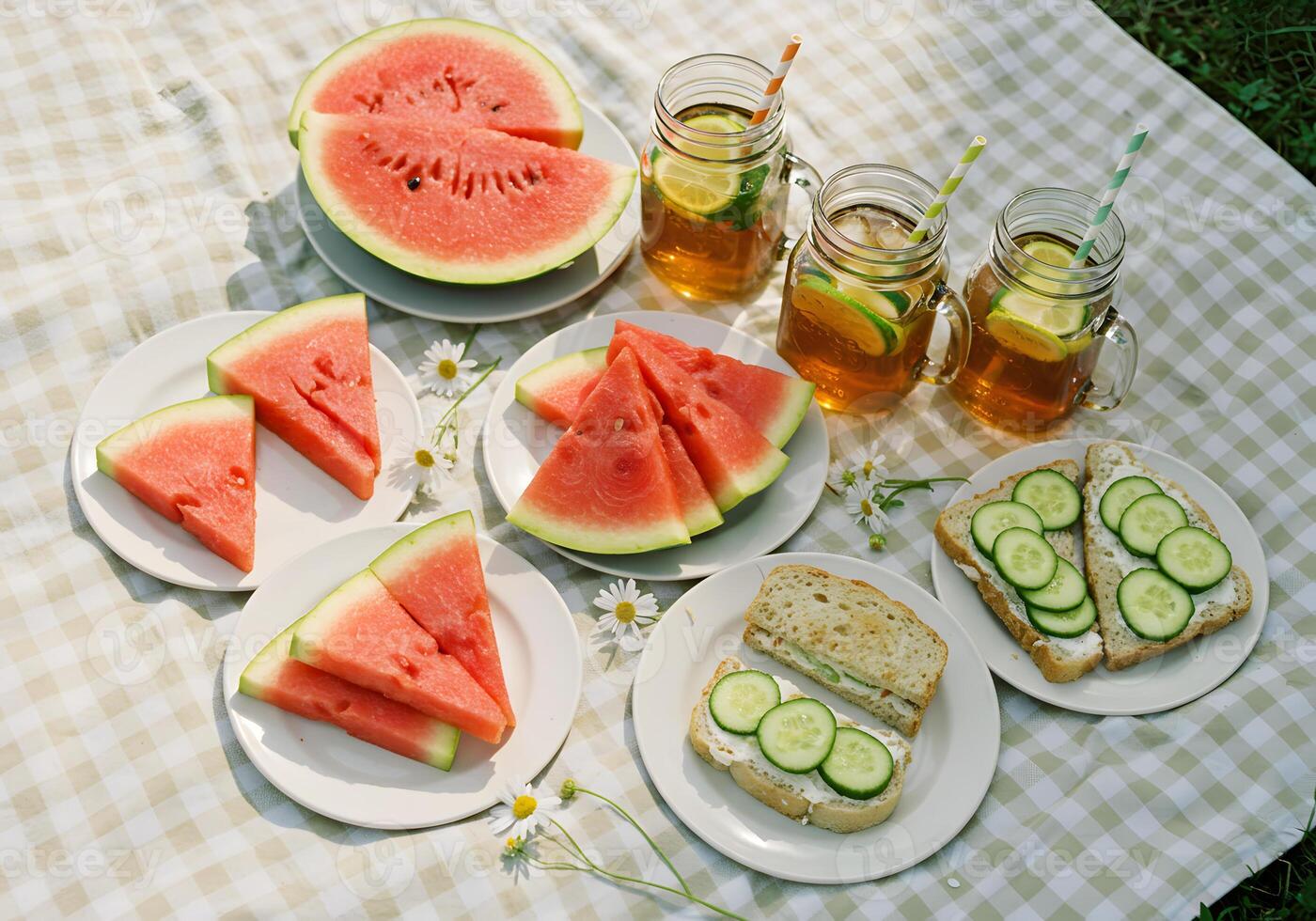 Summer picnic food arrangement photo