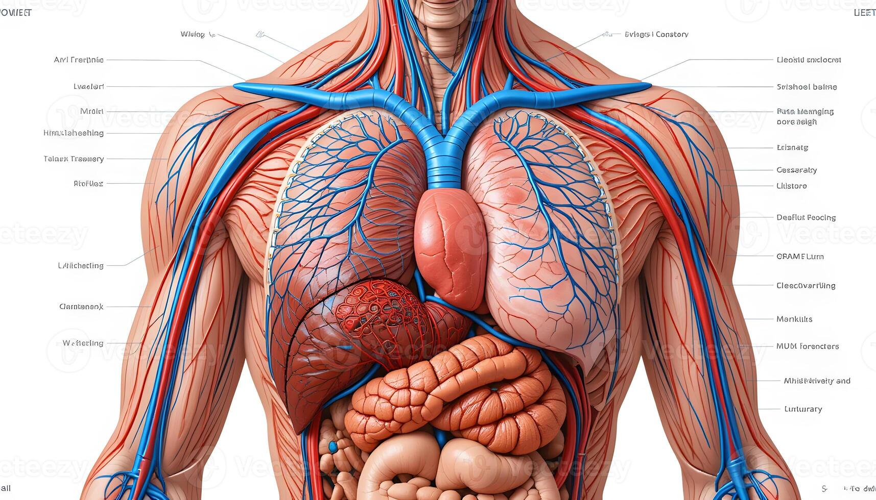 Human torso anatomy diagram photo