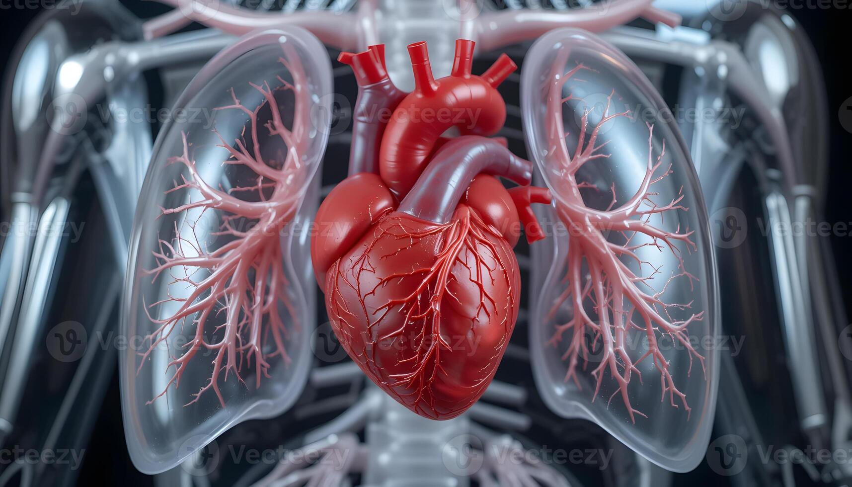 Human heart and lungs anatomy illustration photo