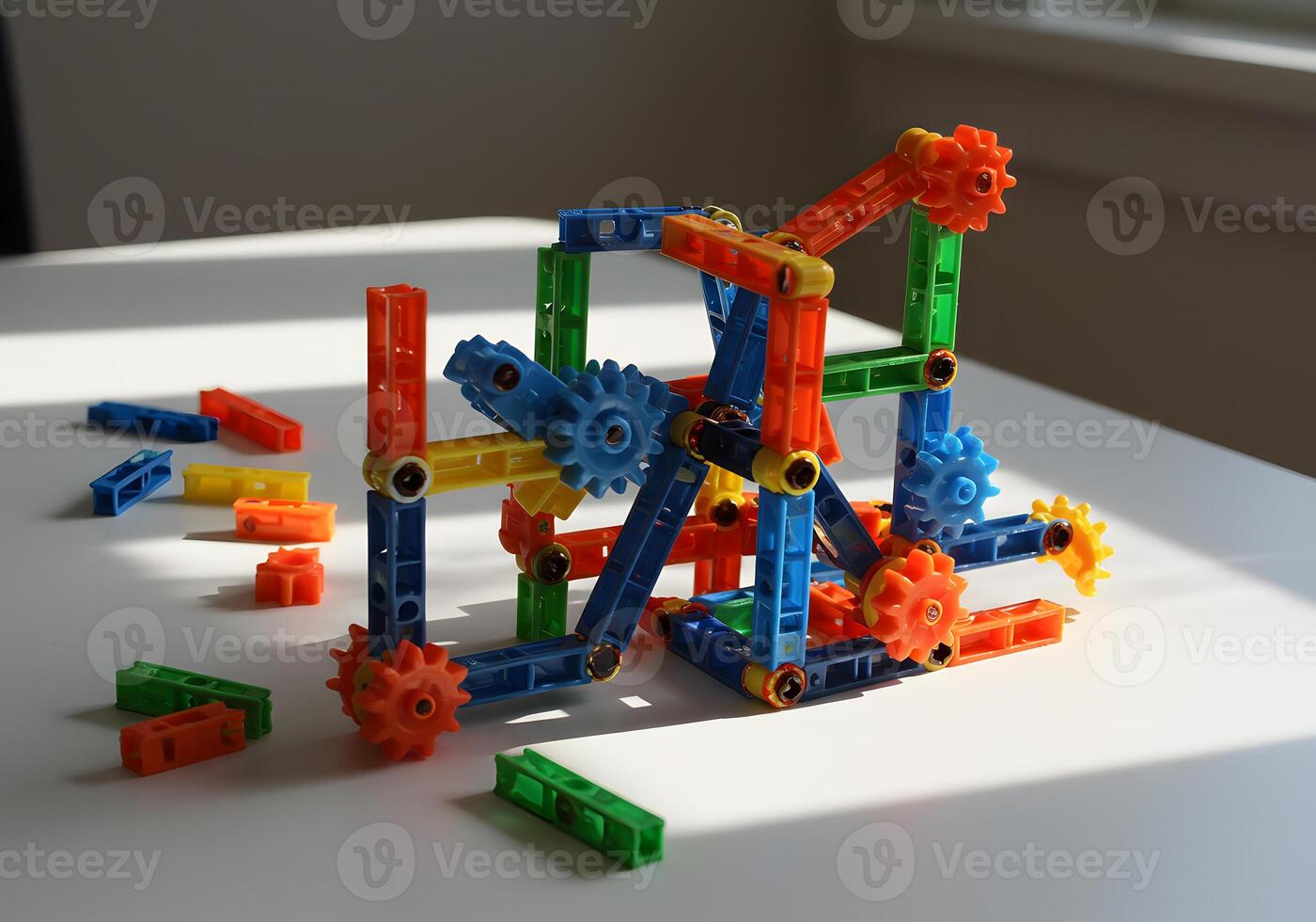 Colorful construction toys arrangement photo