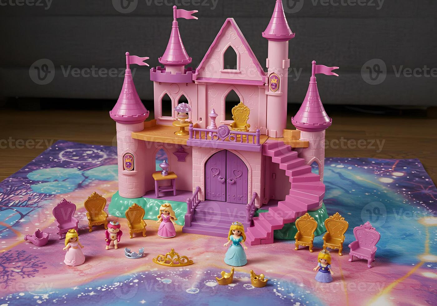 Pink purple miniature castle playset photo