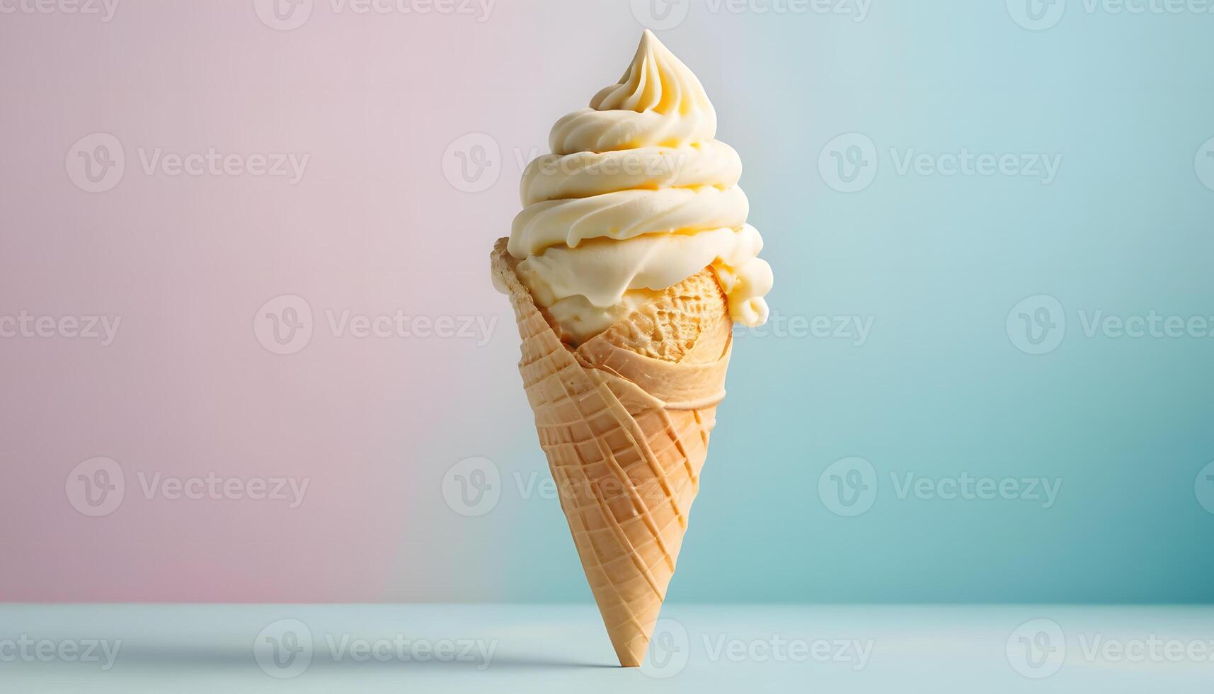 Vanilla soft serve ice cream cone photo
