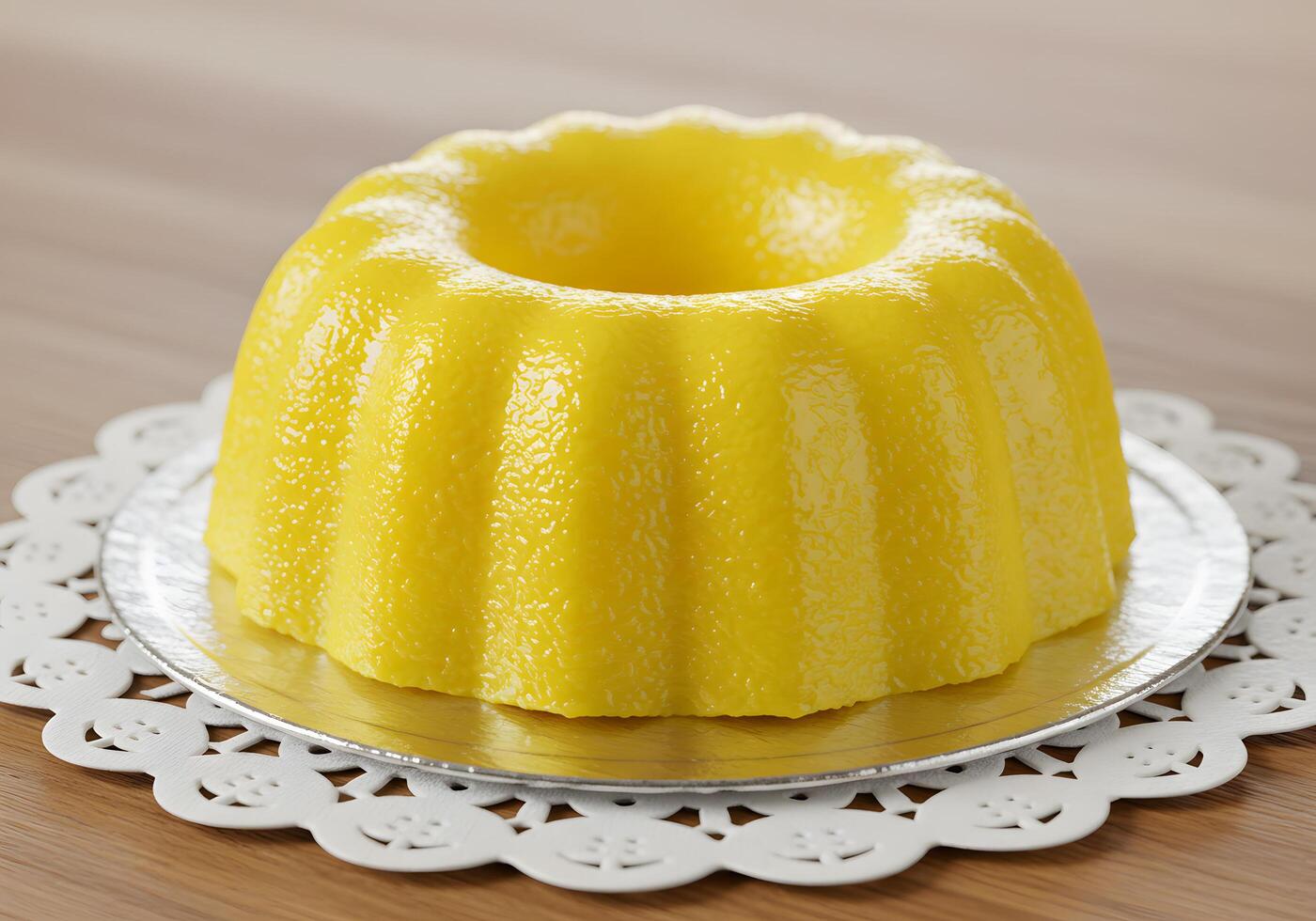 Yellow dessert on plate photo