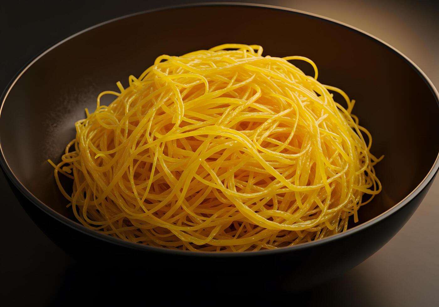 Yellow pasta pile in bowl photo