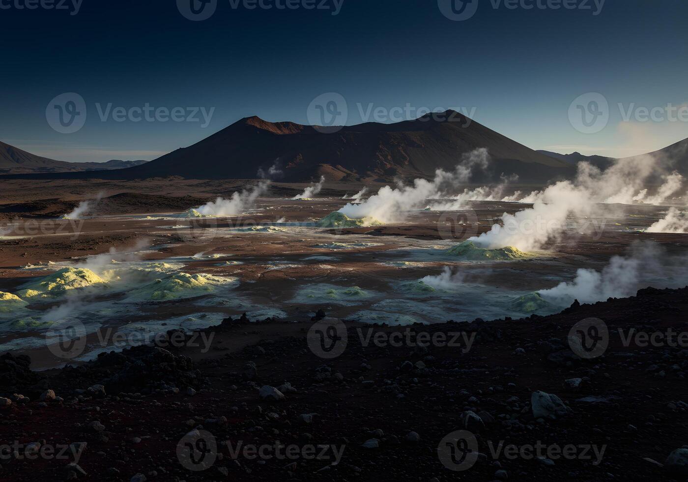 Geothermal landscape at dawn photo