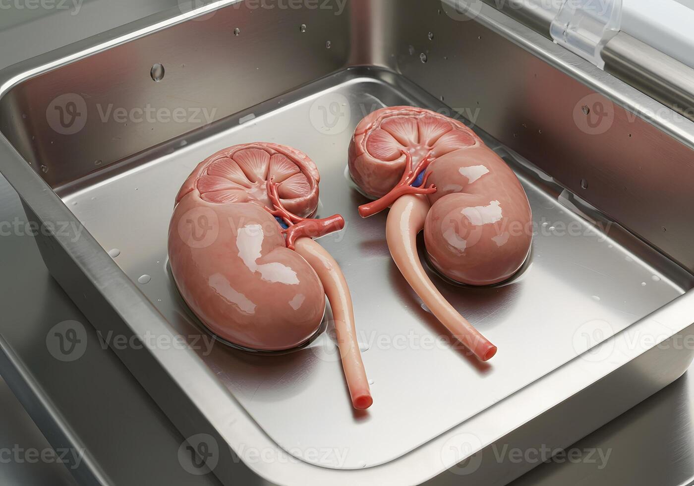 Human kidney models in stainless steel tray photo