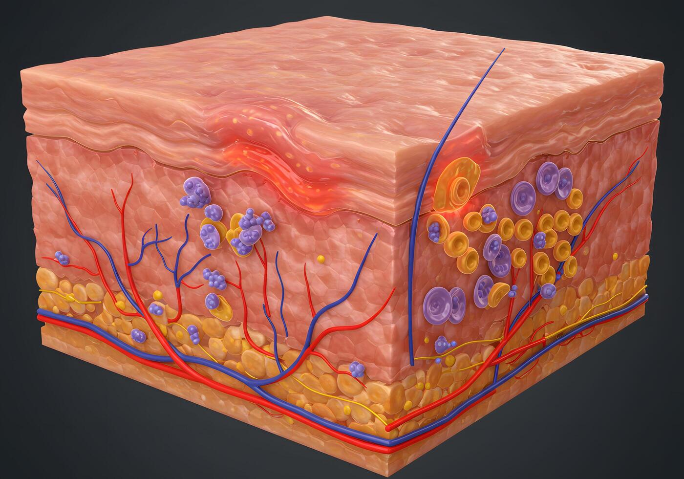 Skin layers with wound illustration photo