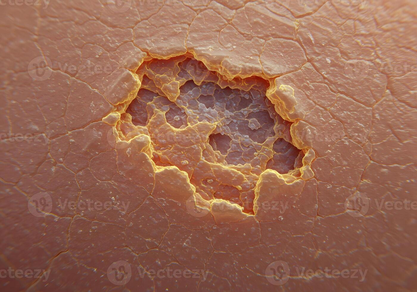Closeup skin wound lesion photo