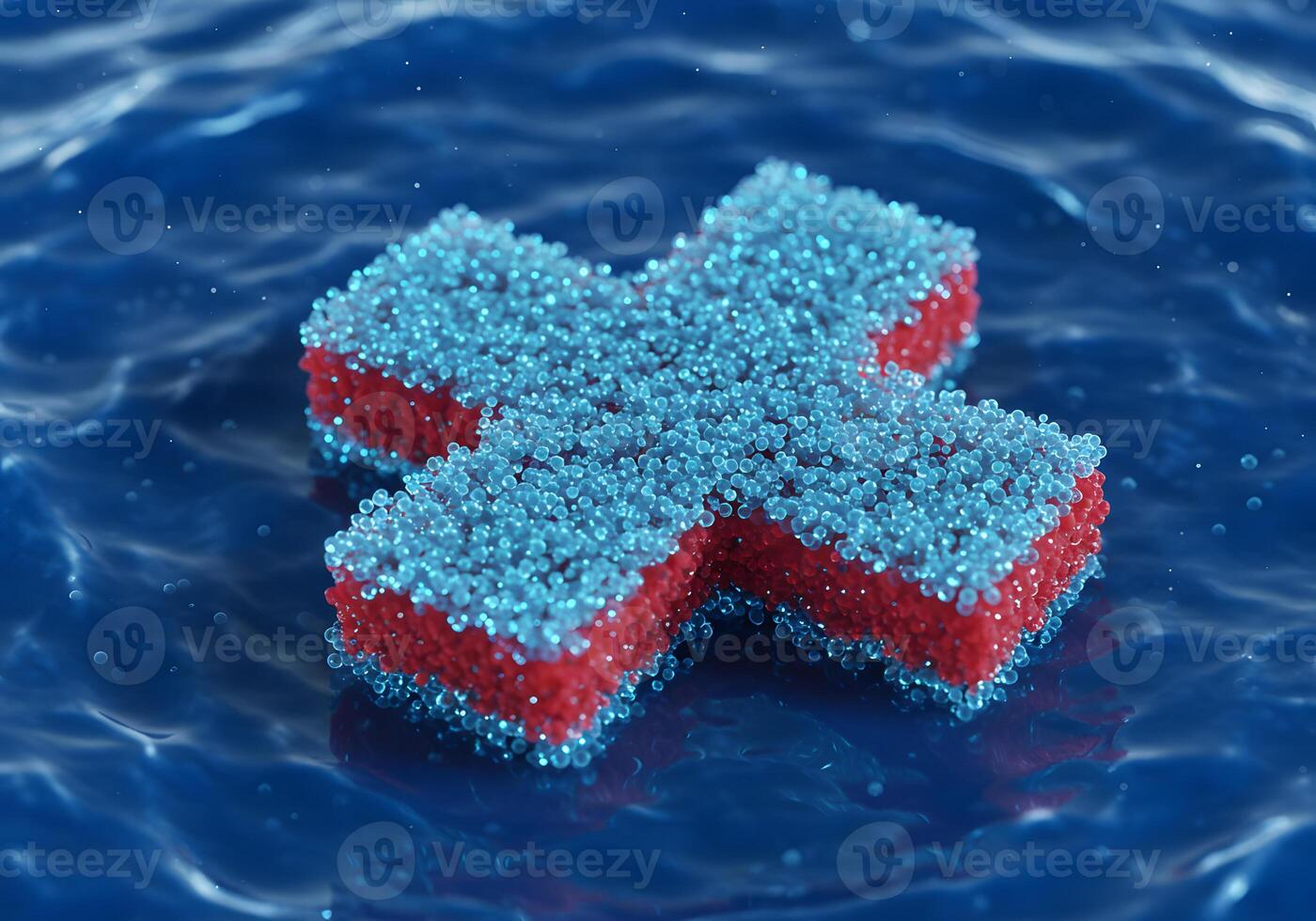 Floating plus sign on water surface photo