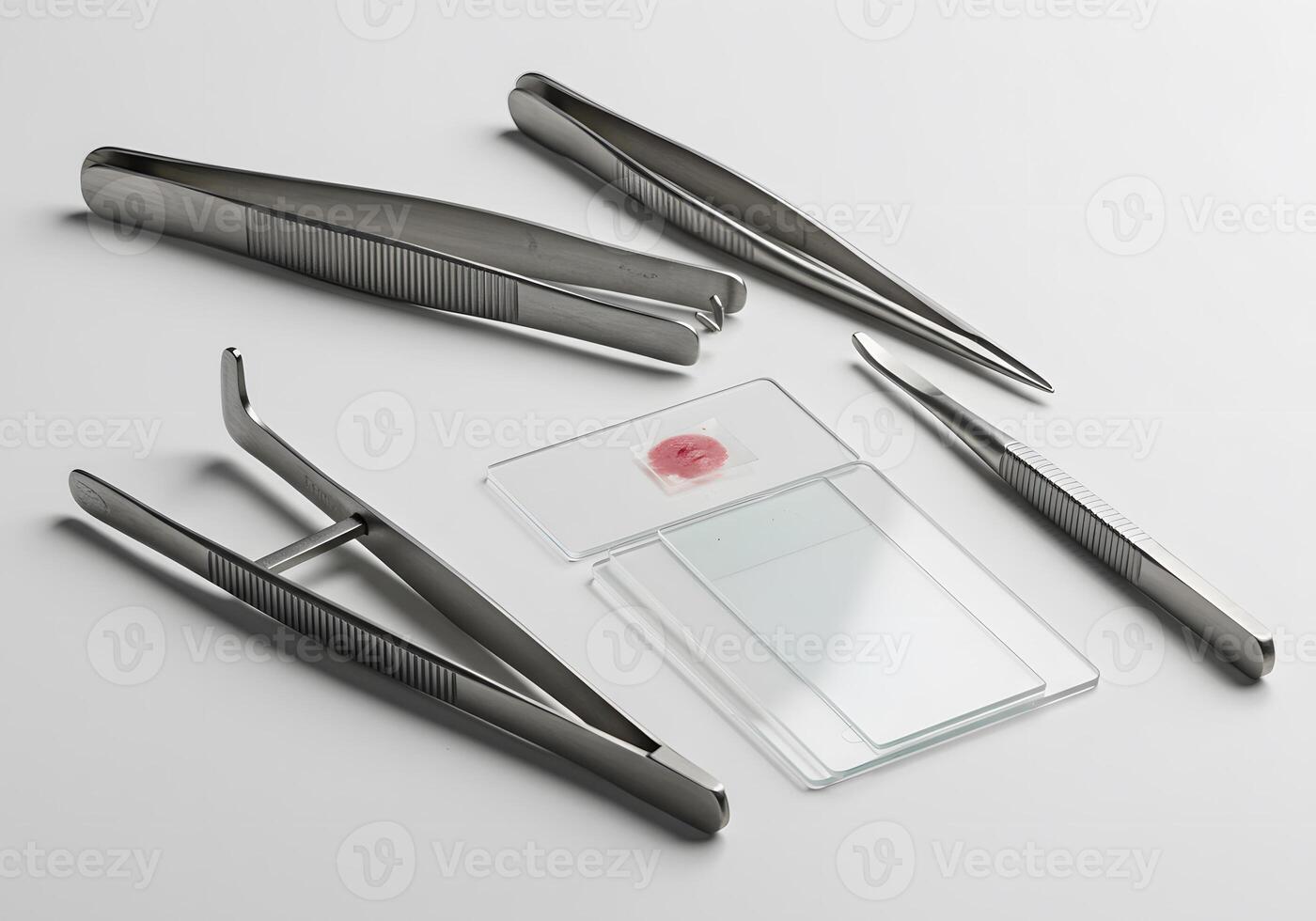 Laboratory tools and microscope slide photo