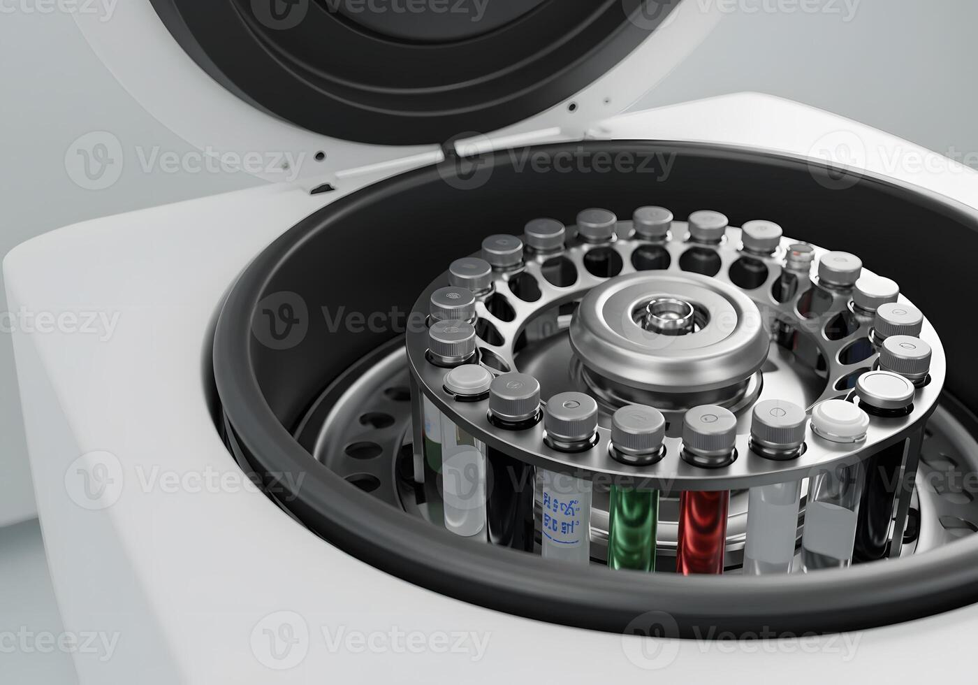 Laboratory centrifuge with test tubes photo