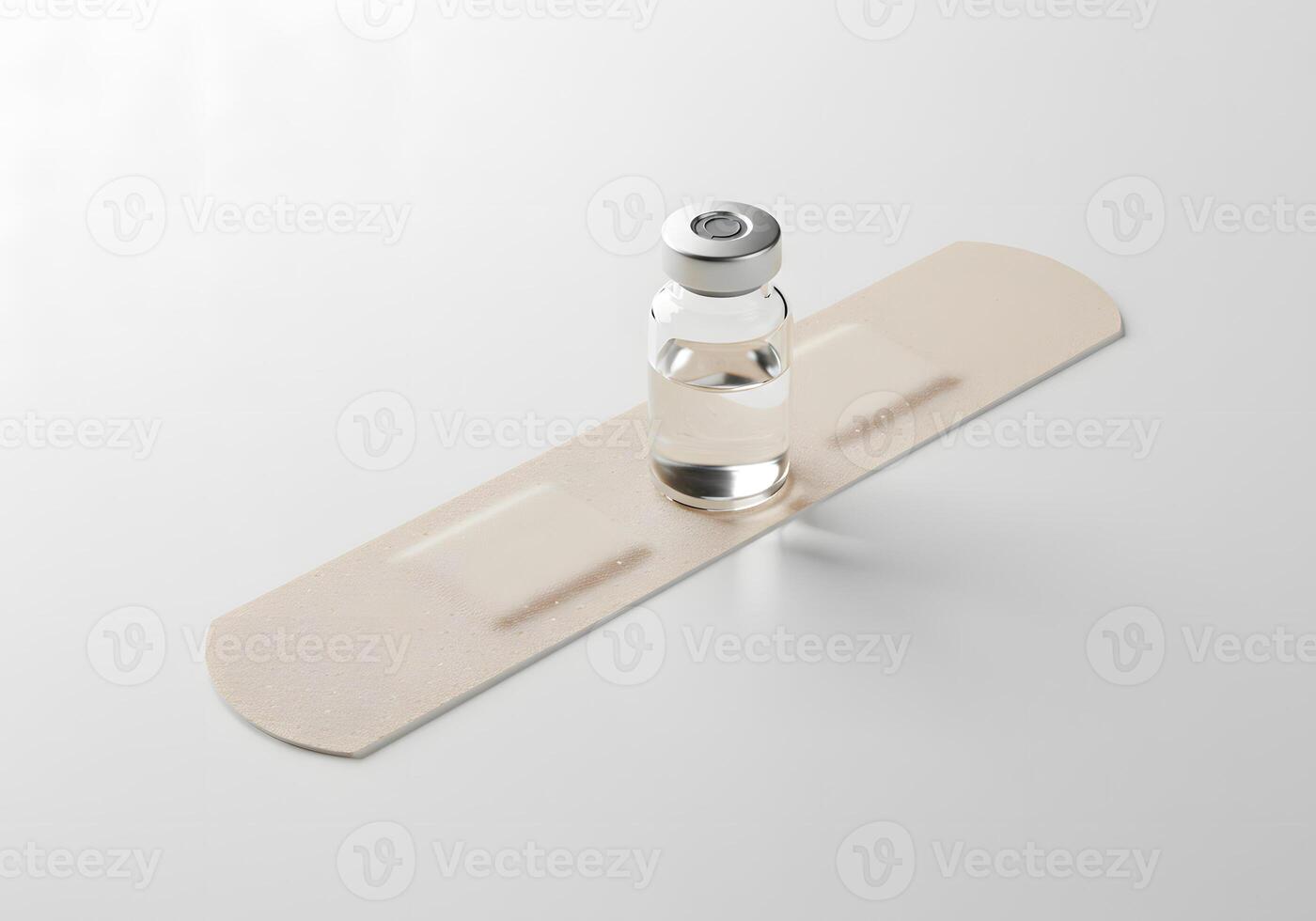 Medicine vial on adhesive bandage photo