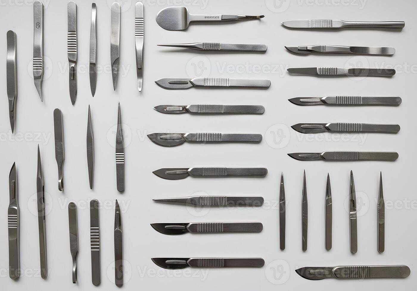 Medical tools collection overhead view photo