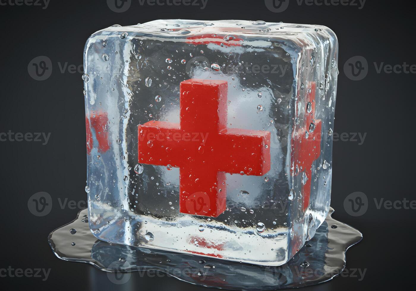 Red cross ice cube image photo
