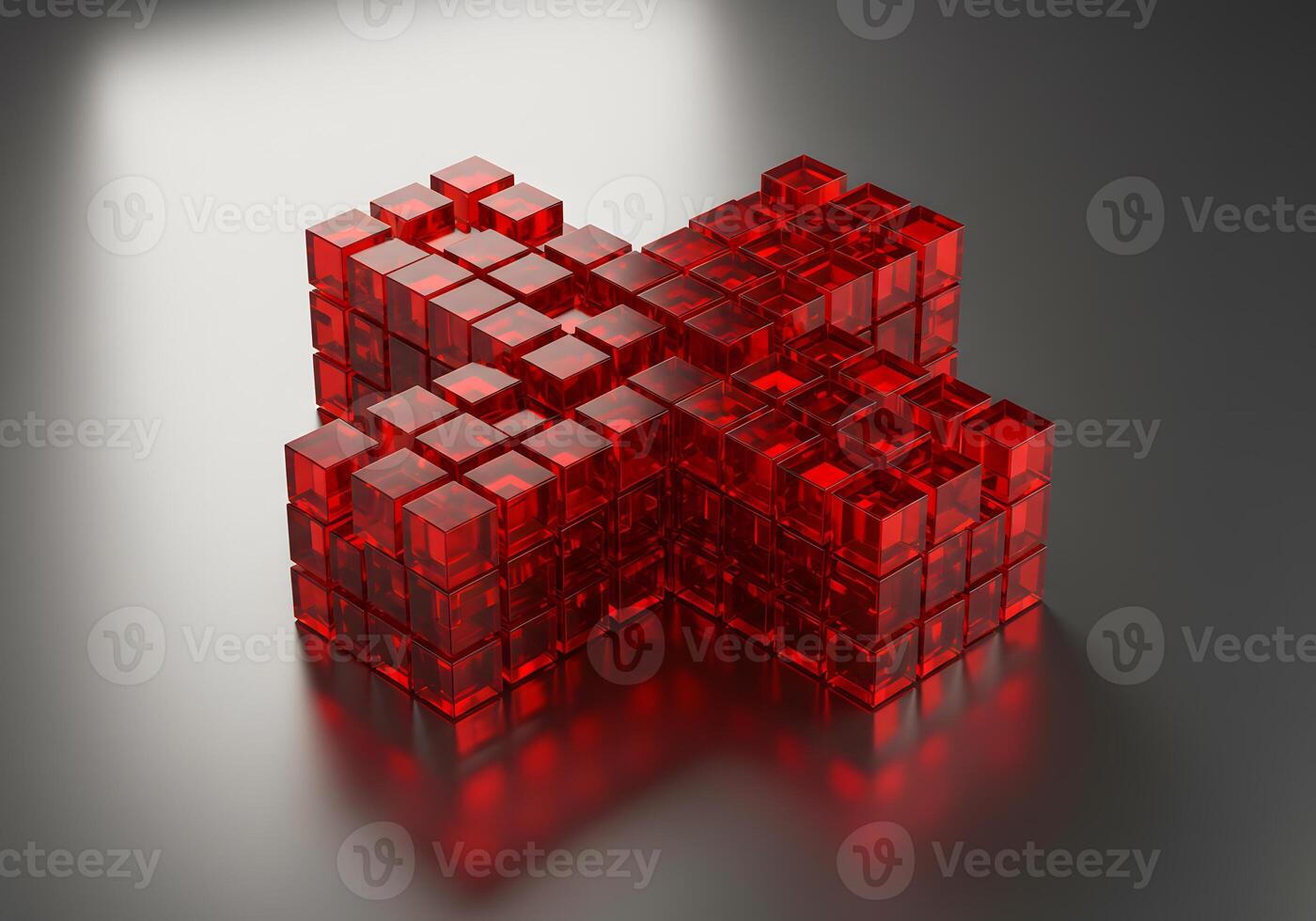 Red translucent cubes cross design photo