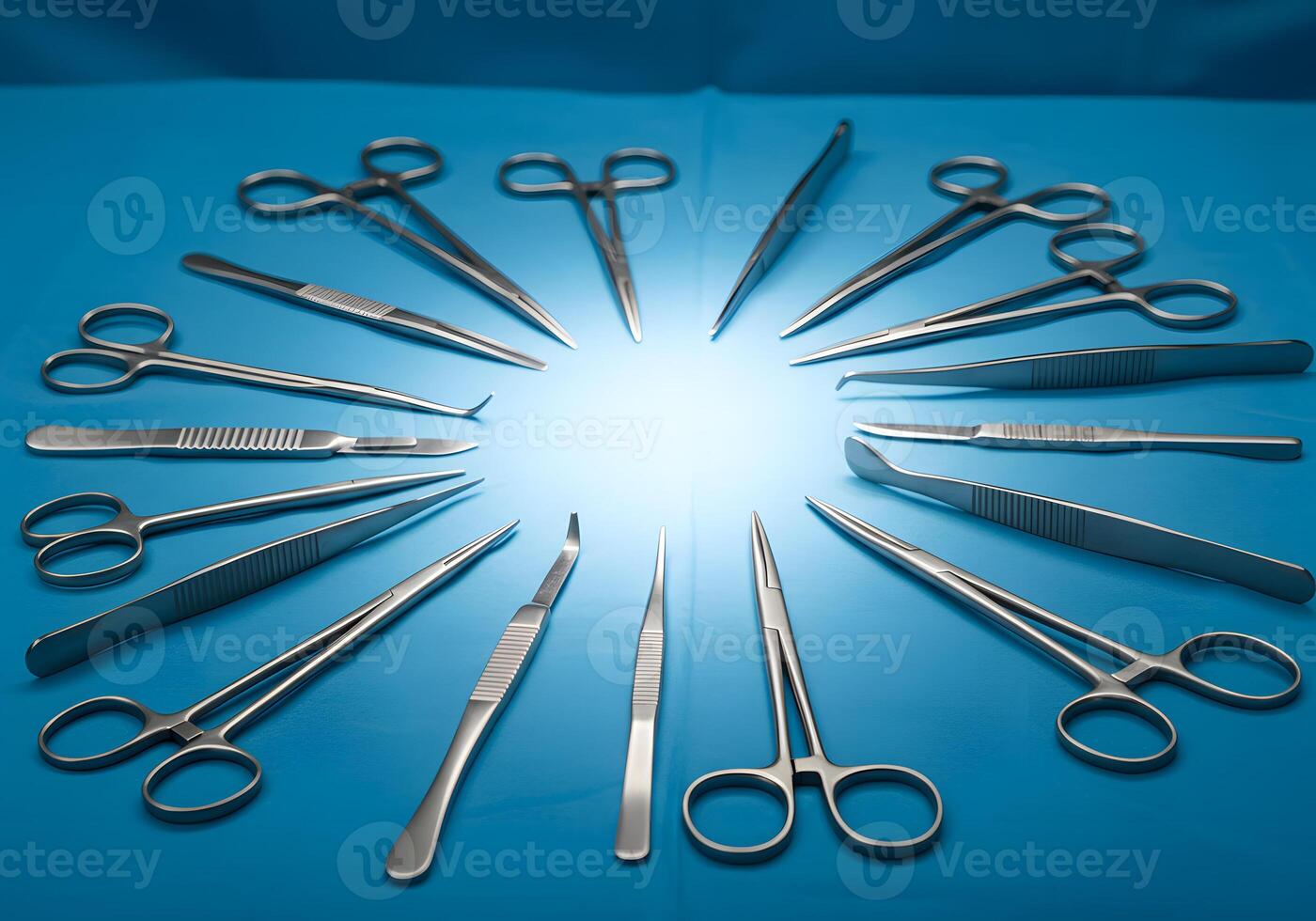 Surgical instruments arranged in circle photo