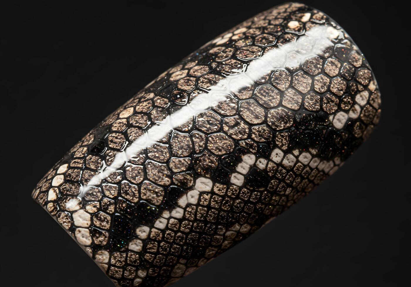 Snake skin nail art design close up photo