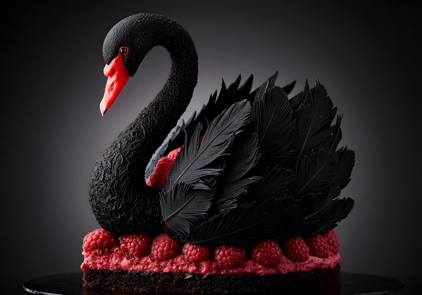 Black swan cake design photo