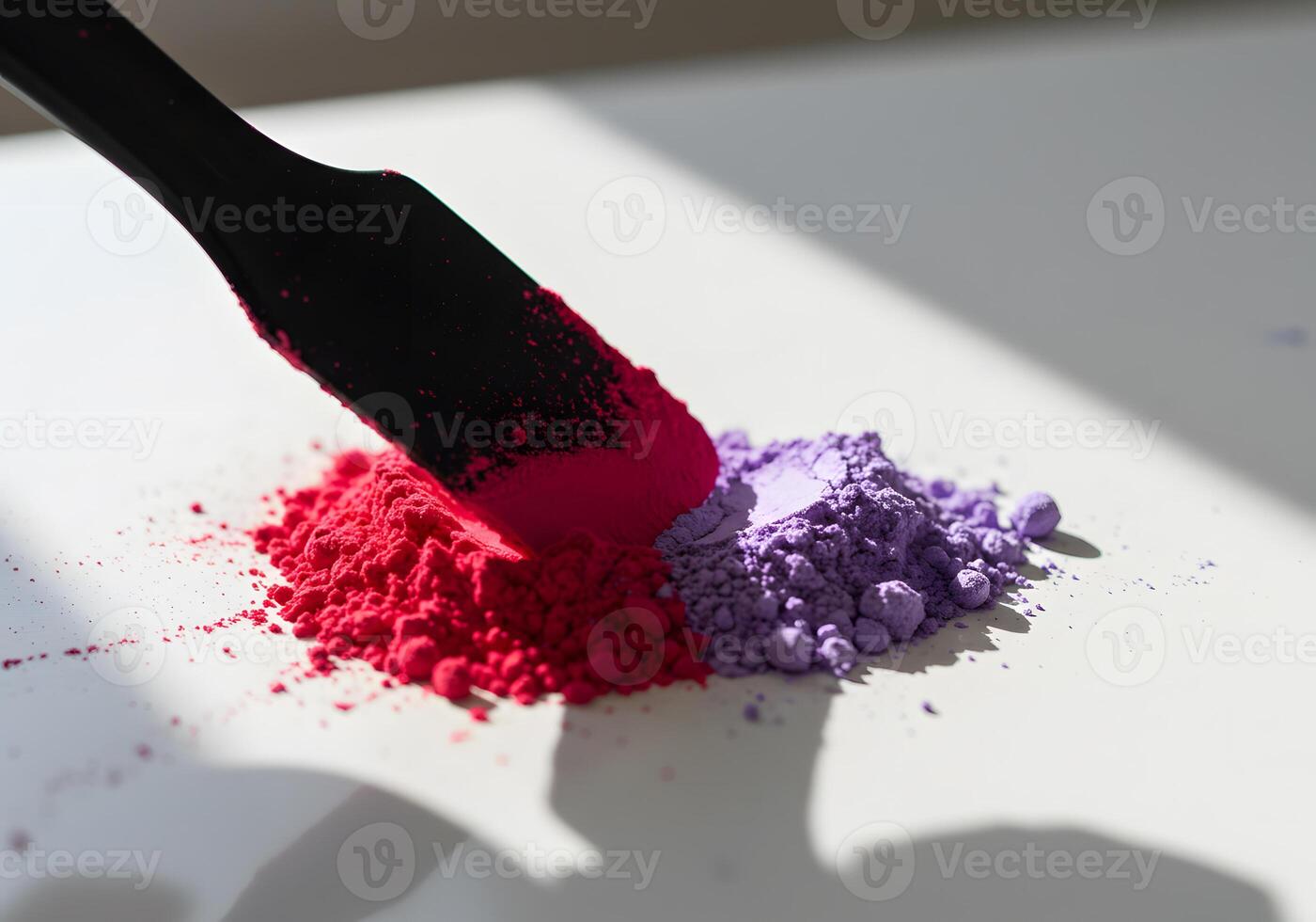 Colorful pigments and spatula photo