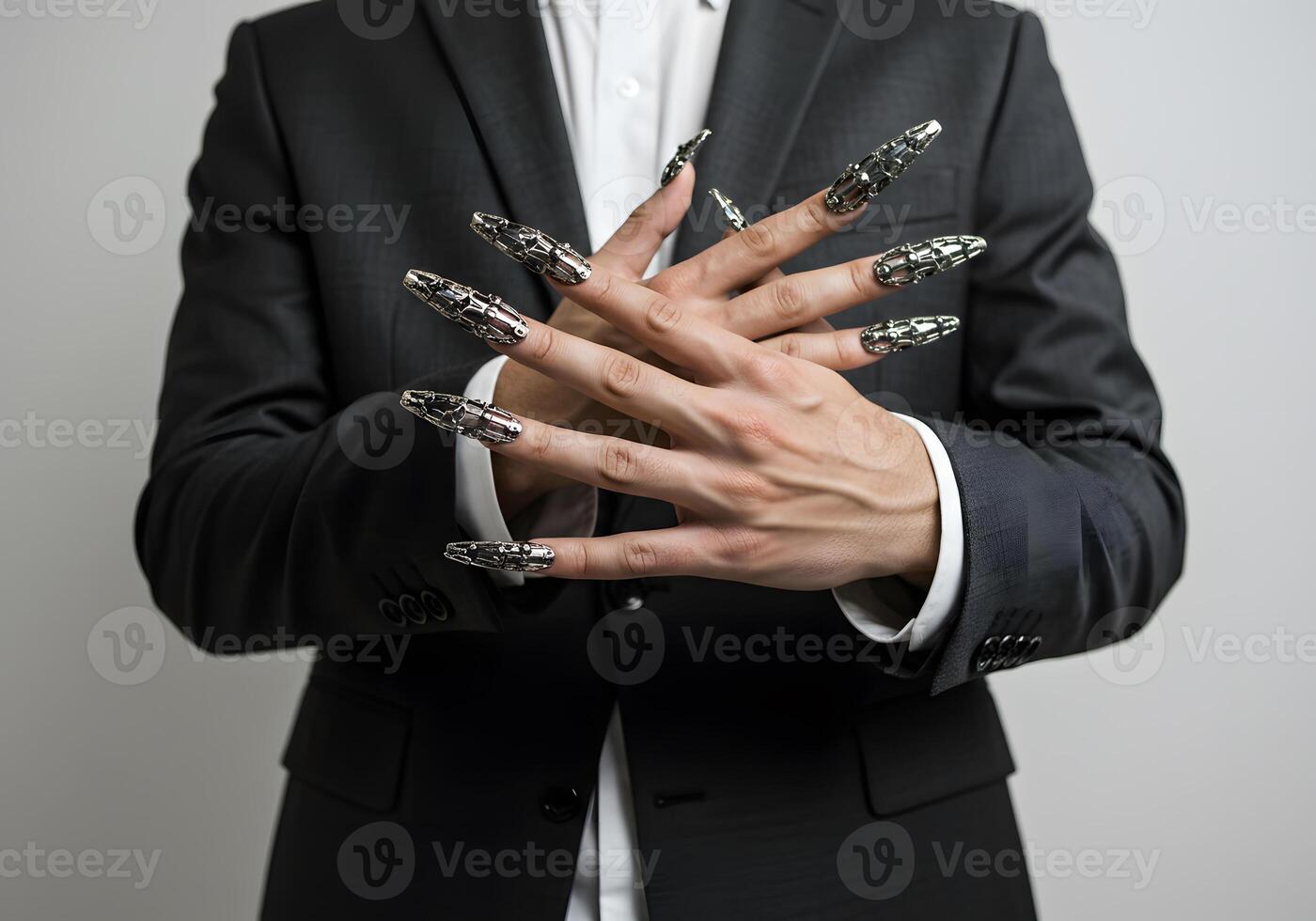 Elaborate decorative nails on hands photo