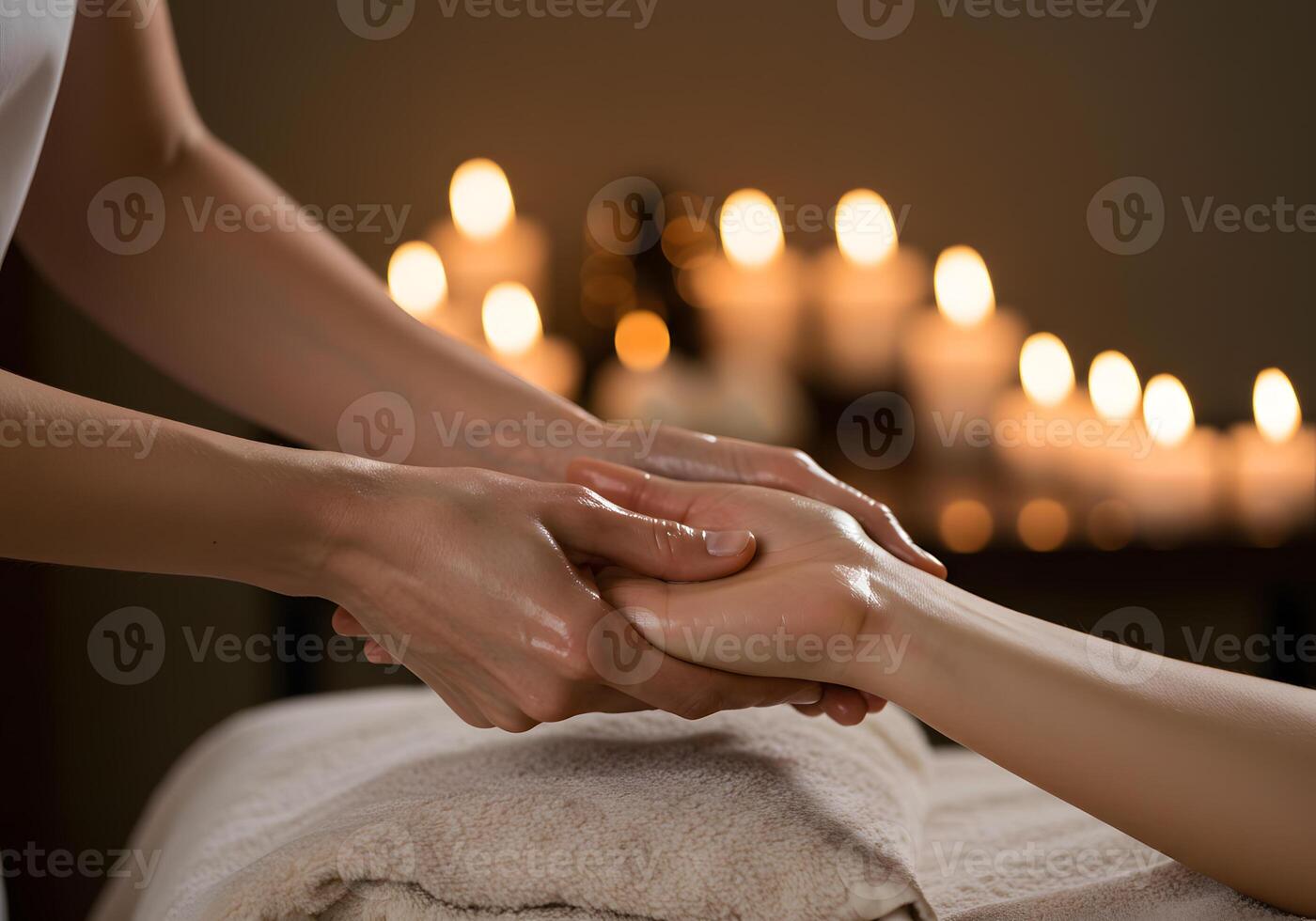 Hand massage session close up photo