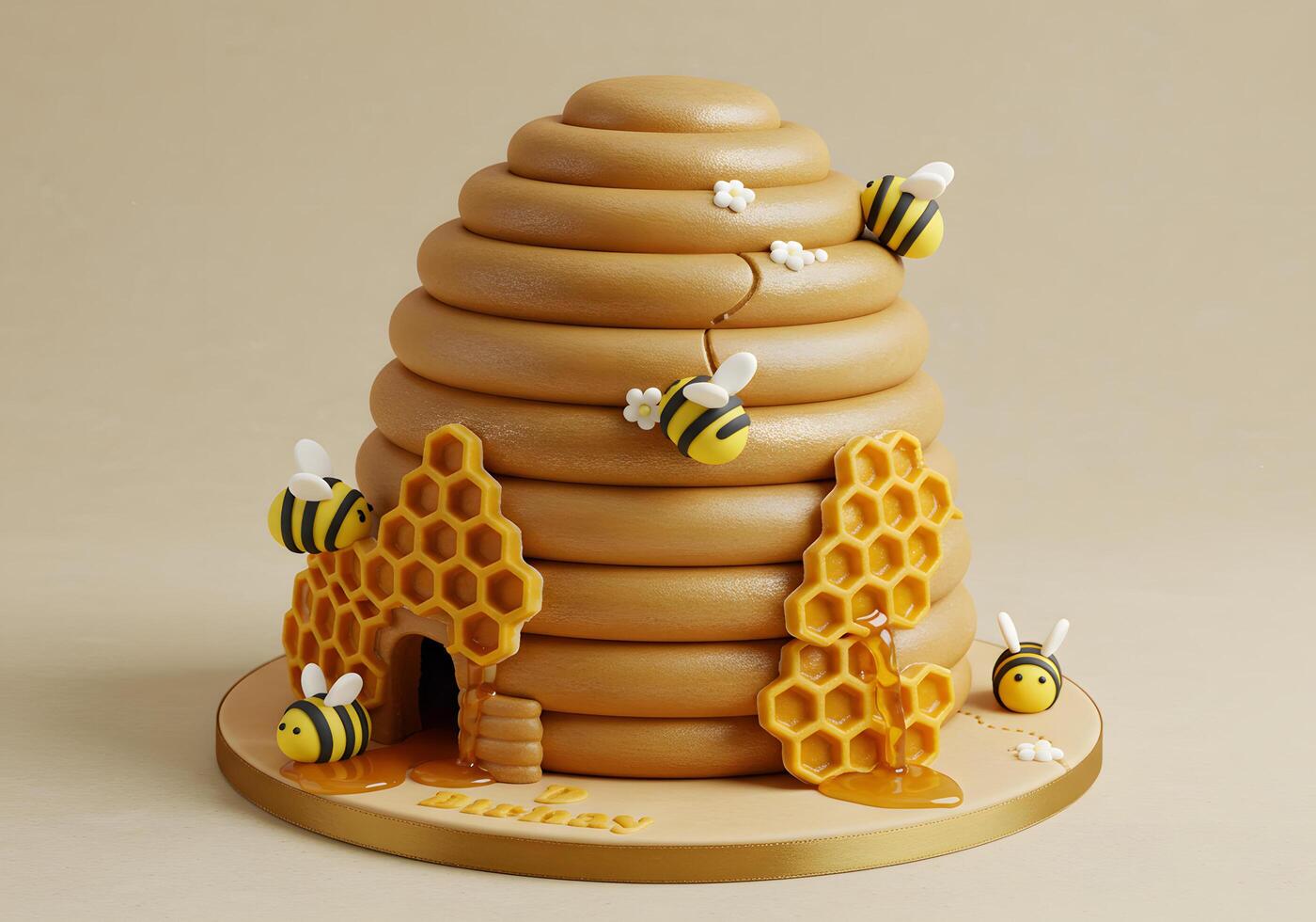 Honeybee themed cake design photo
