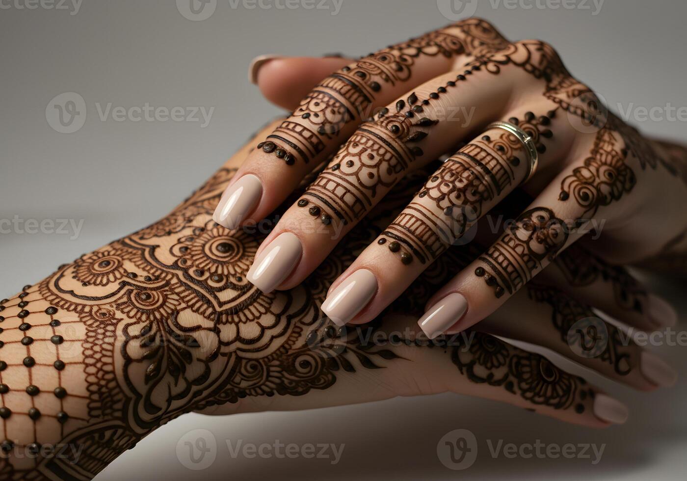 Henna designs on hands cultural traditions photo