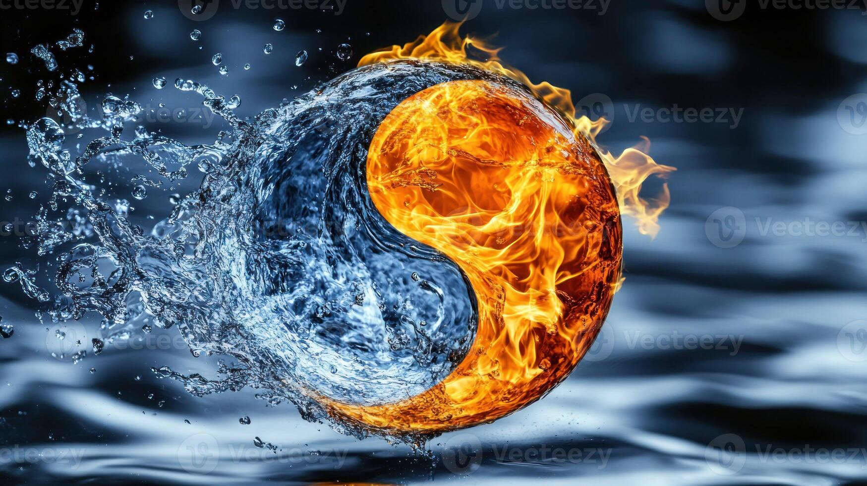 Fire yin yang symbol photo
