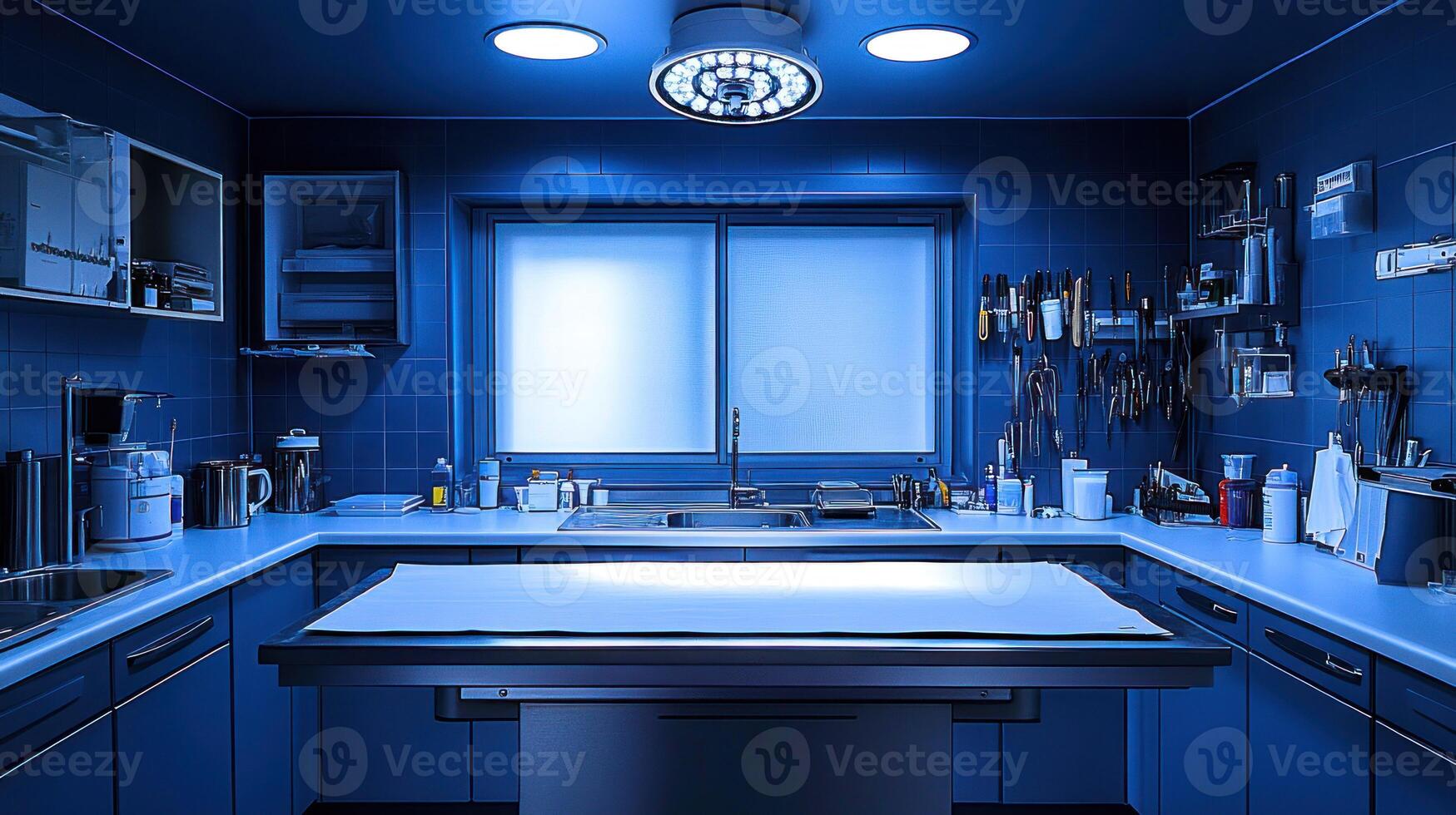 A kitchen with a sink and counter top photo