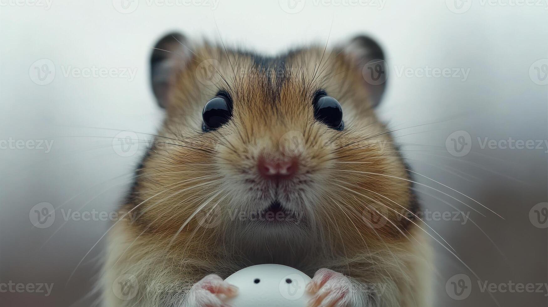 Hamster holding a ball in its mouth photo