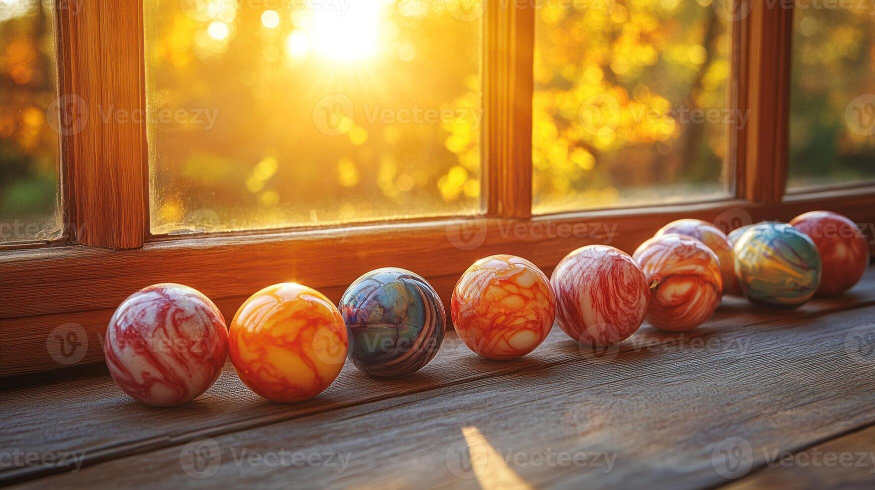 Easter eggs on a window sill photo