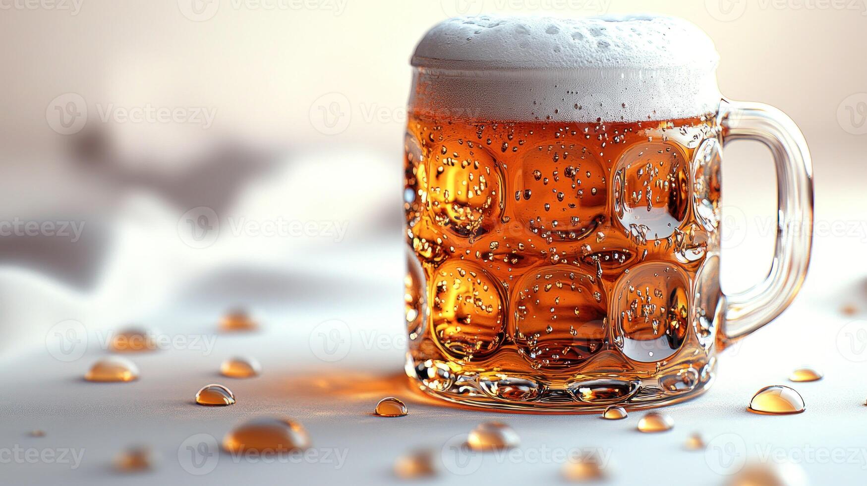 A beer mug with foam on top photo