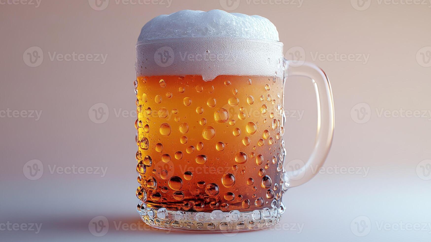 A beer mug with foam and bubbles on top photo