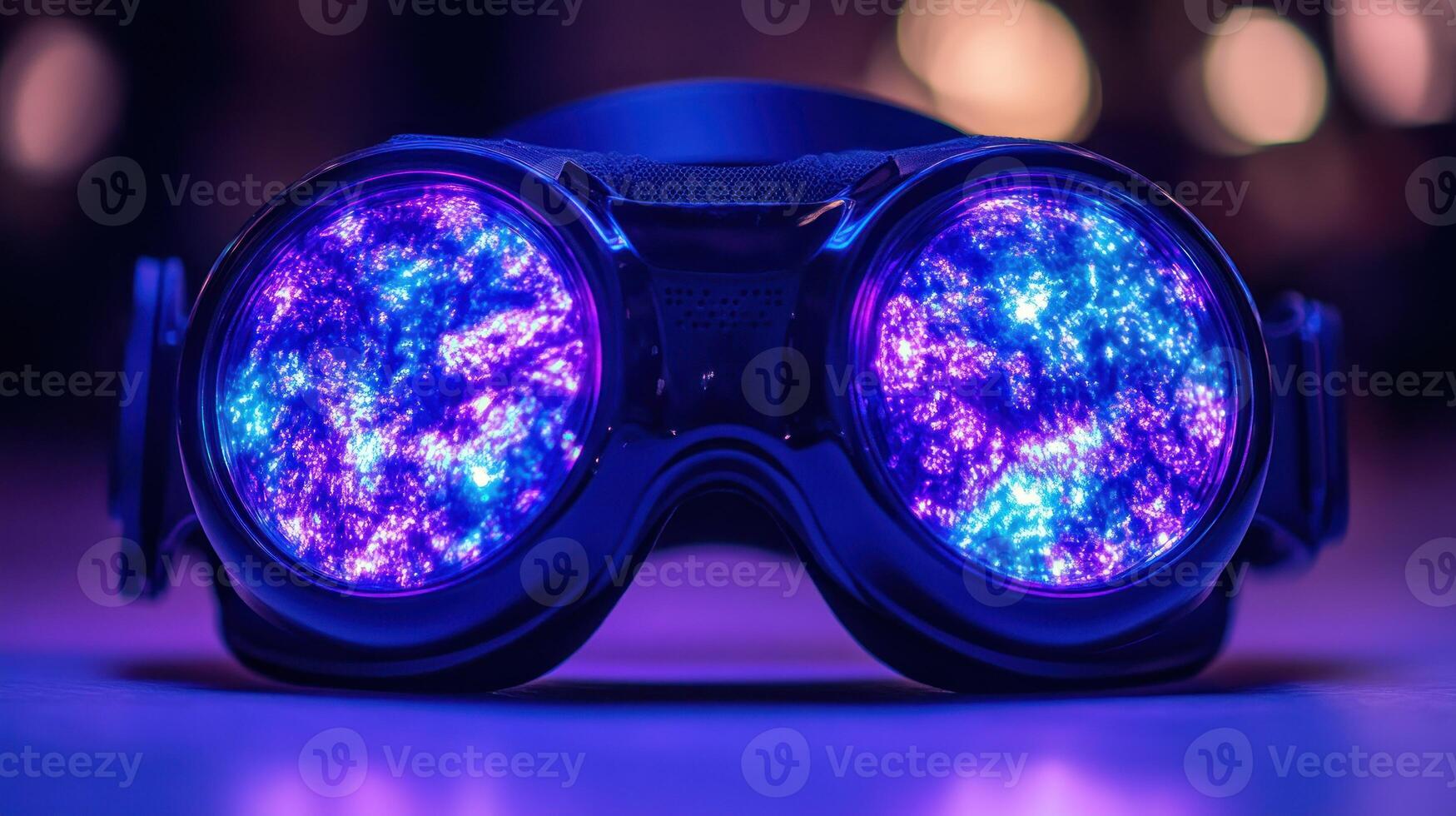 A pair of goggles with purple lights on them photo