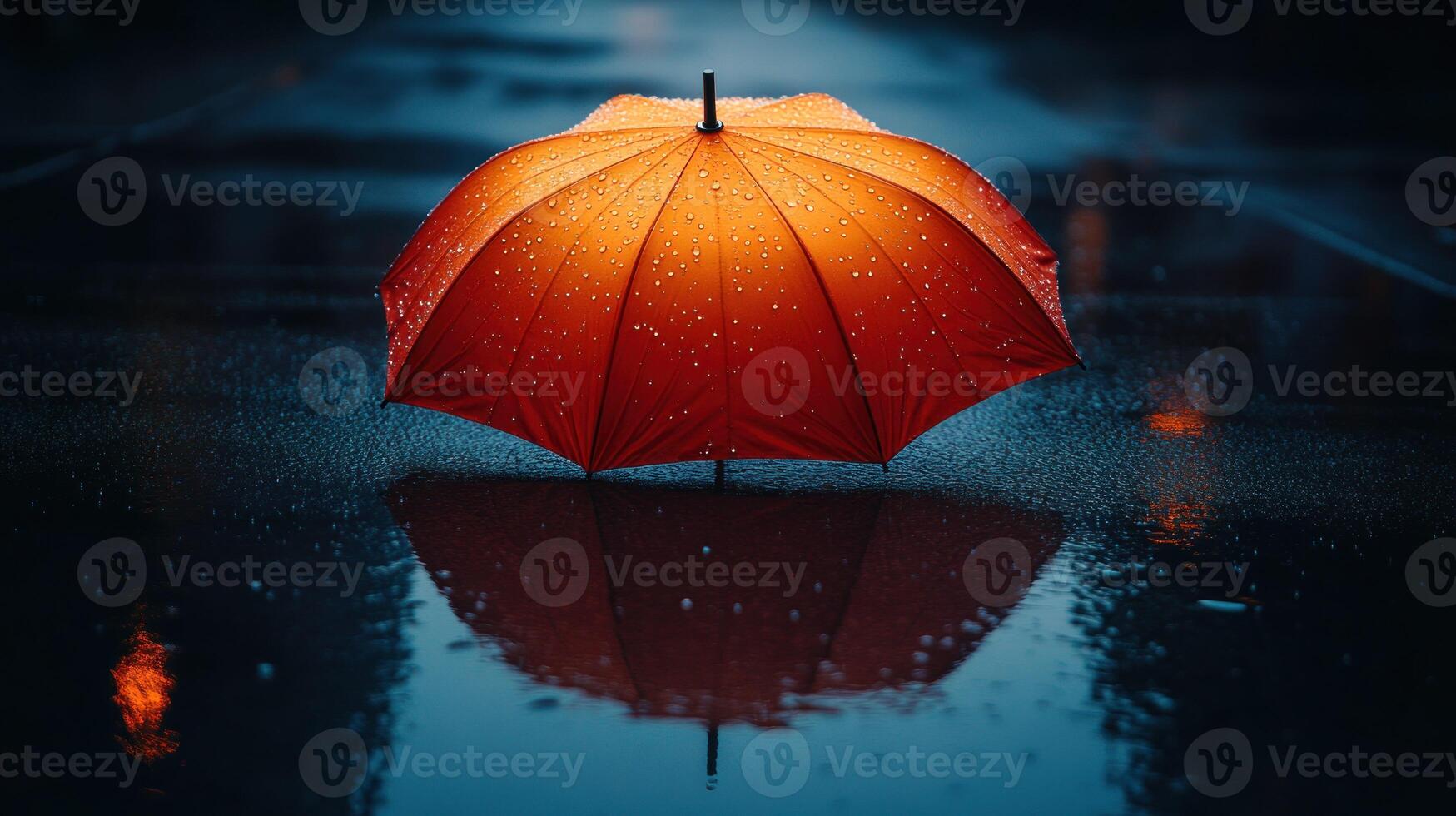 A red umbrella in the rain photo