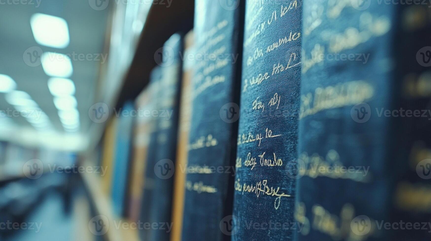 A row of books on a shelf in a library photo