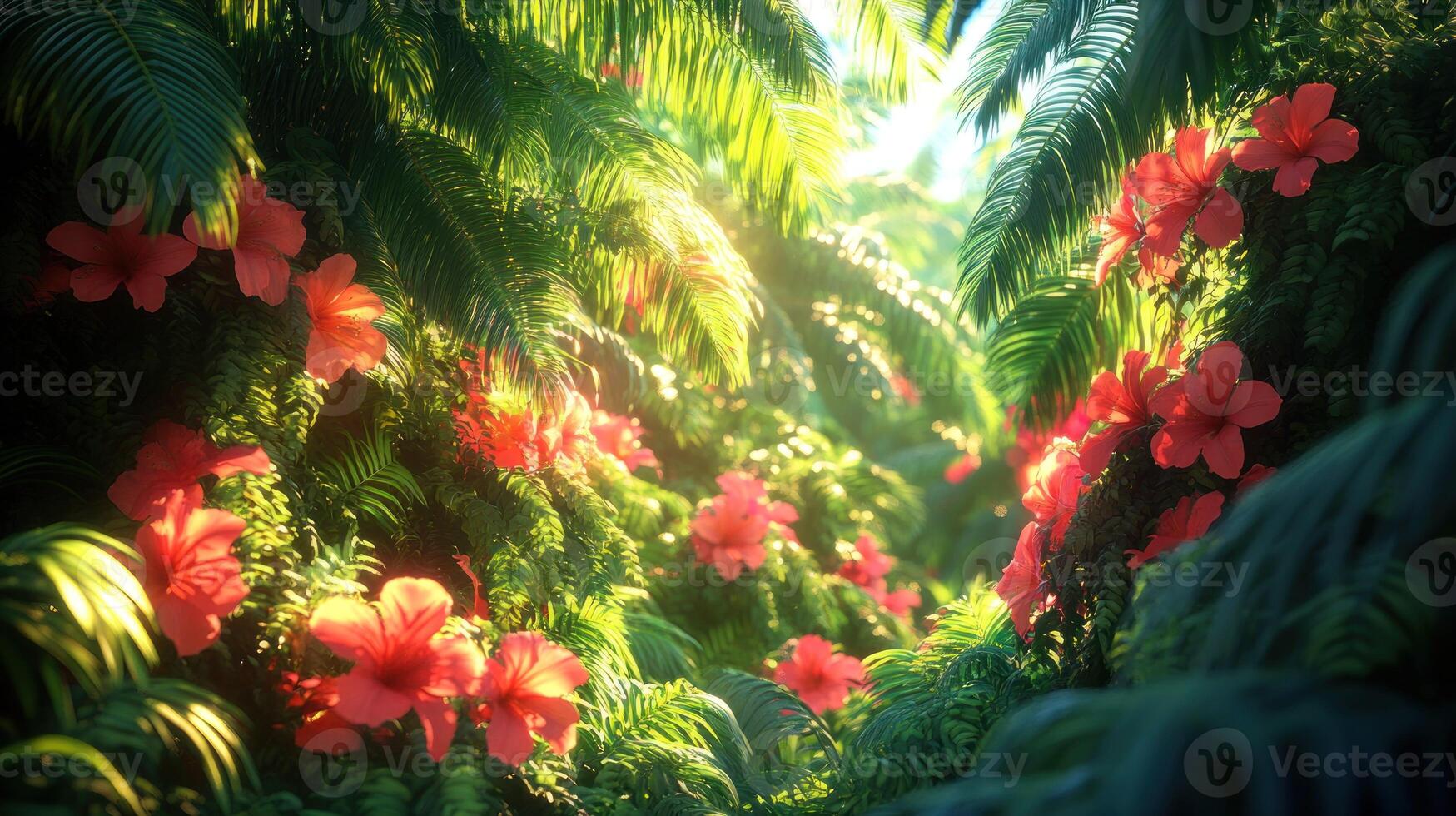 Tropical flowers wallpaper photo