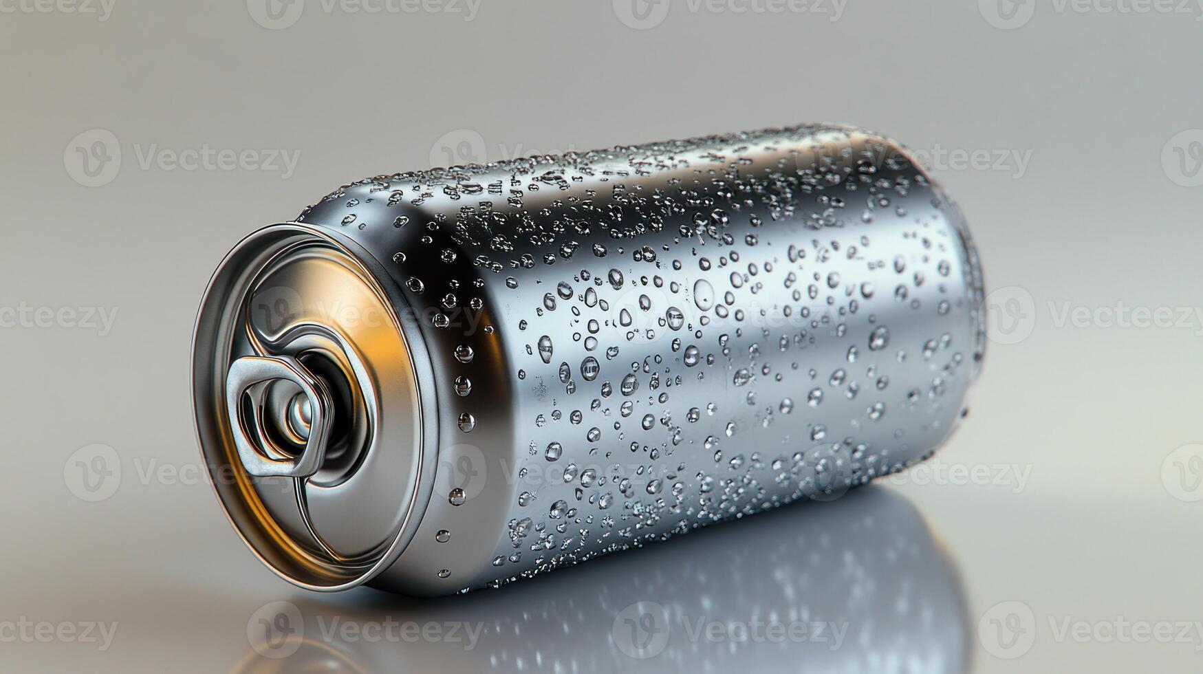A can of soda with water droplets on it photo